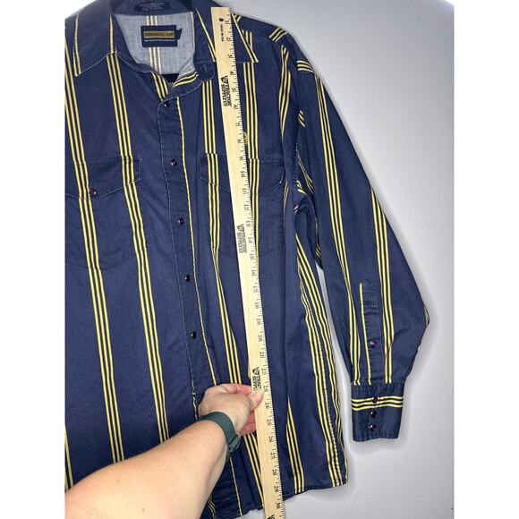 Panhandle Men's Medium Slim Fit Stripe Long Sleeve Western Snap Shirt - Picture 14 of 15